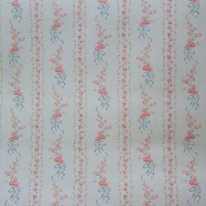 Vintage 1980s Floral Stripe Motif Wallpaper